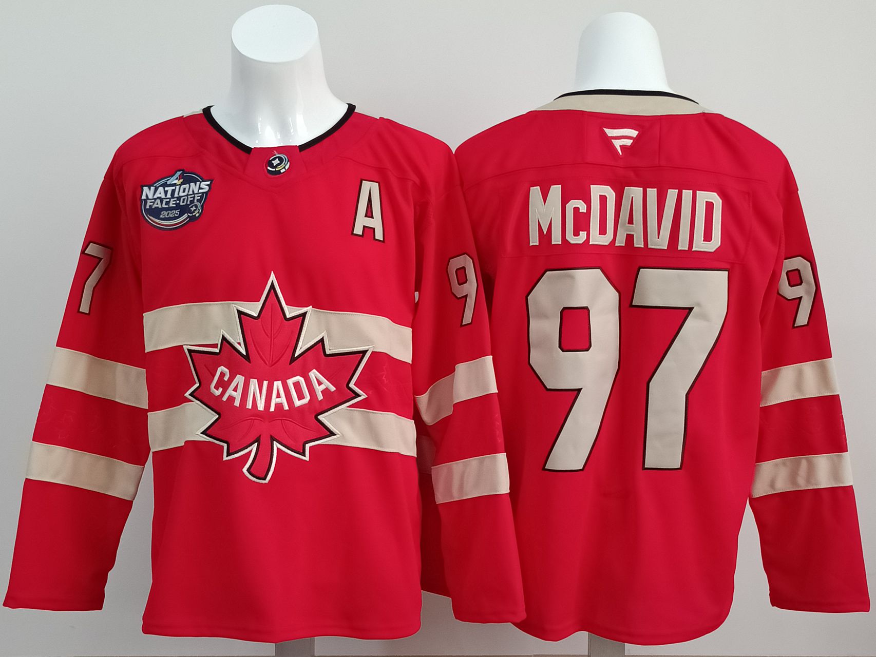 Women Canada #97 Mcdavid Red 2025 Fanatics Home Premium NHL Jersey style 1